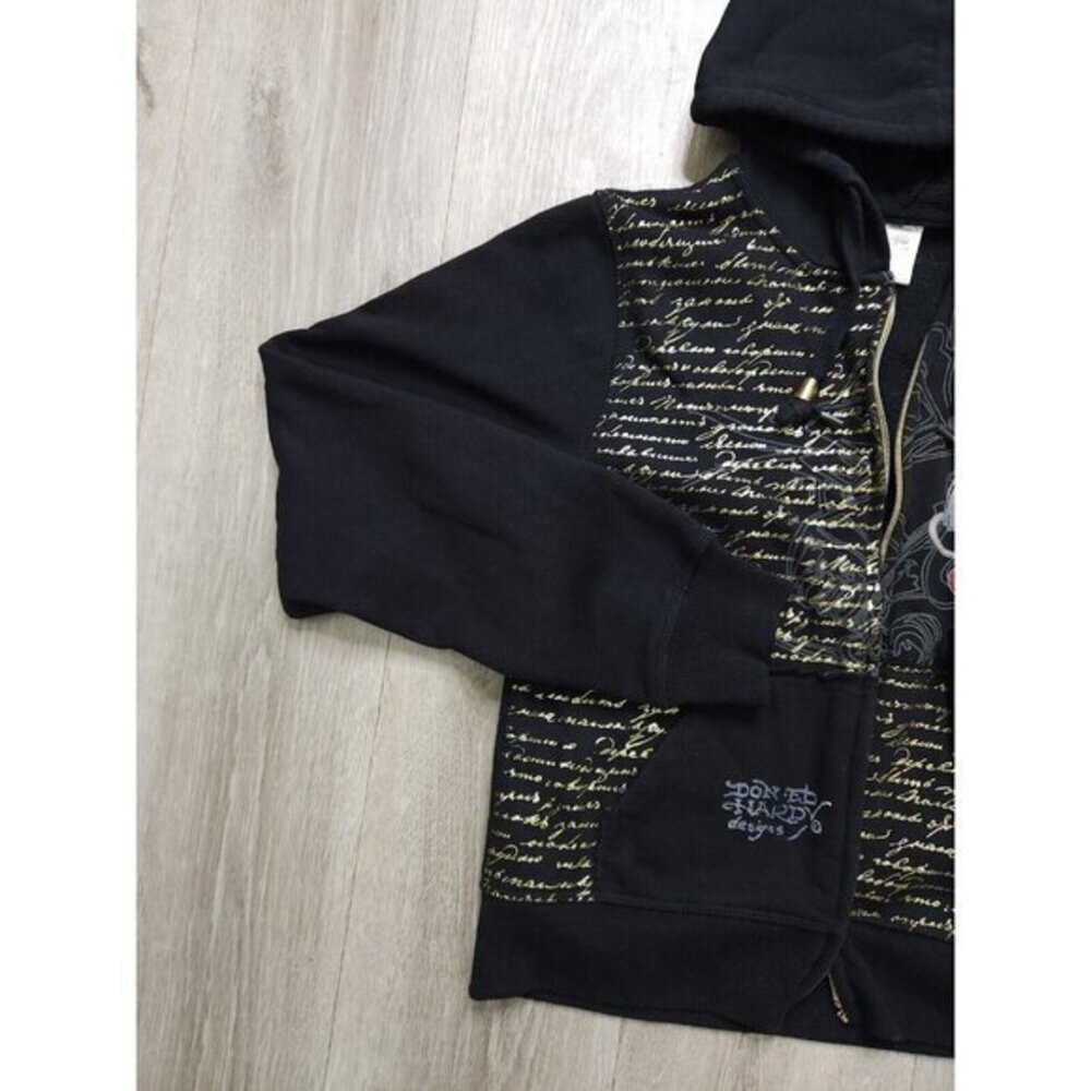 Vintage Ed Hardy Christian Audigier Y2K Studded Zip‎ Hoodie Jacket Womens S/M ?? - Picture 7 of 11
